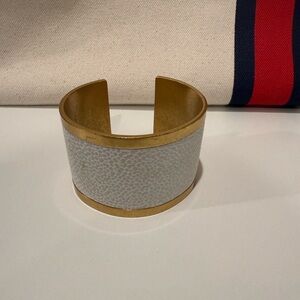 India Hicks Embossed Leather Ray Of White Cuff Bracelet.